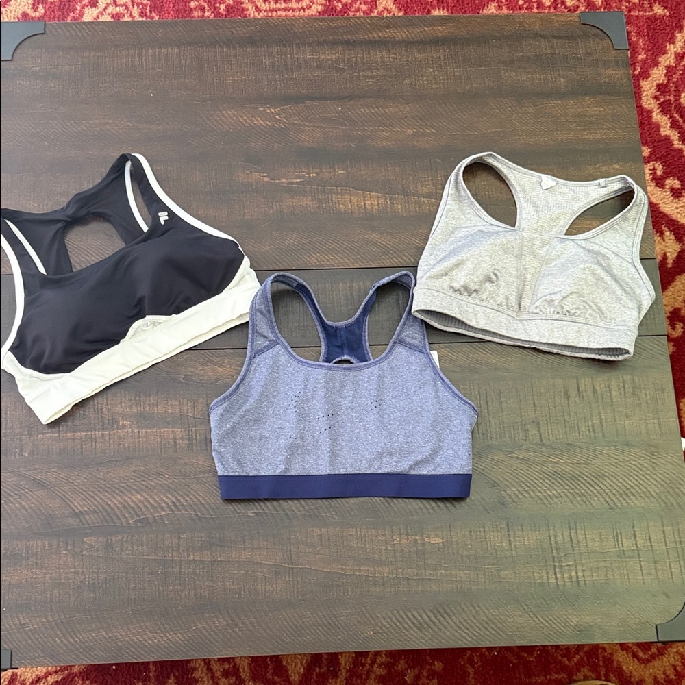 Sports Bra Trio - Black, Blue, Gray